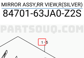 Suzuki 8470163JA0Z2S MIRROR ASSY,RR VIEW,R(SILVER)