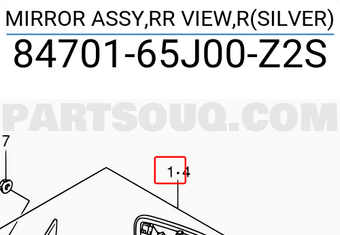 Suzuki 8470165J00Z2S MIRROR ASSY,RR VIEW,R(SILVER)