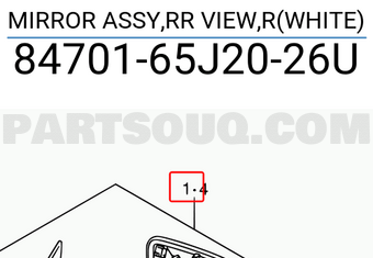 Suzuki 8470165J2026U MIRROR ASSY,RR VIEW,R(WHITE)