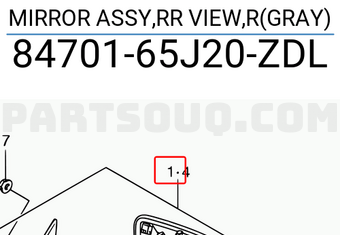 Suzuki 8470165J20ZDL MIRROR ASSY,RR VIEW,R(GRAY)