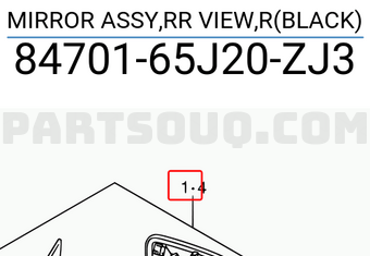 Suzuki 8470165J20ZJ3 MIRROR ASSY,RR VIEW,R(BLACK)