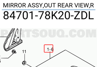 Suzuki 8470178K20ZDL MIRROR ASSY,OUT REAR VIEW,R