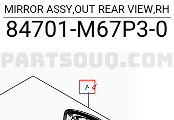 Suzuki 84701M67P30 MIRROR ASSY,OUT REAR VIEW,RH