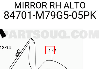 Suzuki 84701M79G505PK MIRROR RH ALTO