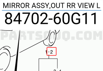 Suzuki 8470260G11 MIRROR ASSY,OUT RR VIEW L