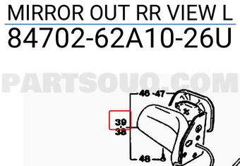 Suzuki 8470262A1026U MIRROR OUT RR VIEW L