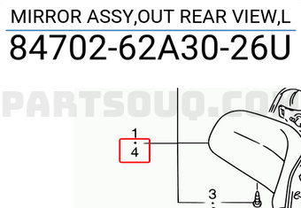 Suzuki 8470262A3026U MIRROR ASSY,OUT REAR VIEW,L