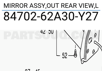 Suzuki 8470262A30Y27 MIRROR ASSY,OUT REAR VIEW,L