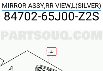 Suzuki 8470265J00Z2S MIRROR ASSY,RR VIEW,L(SILVER)