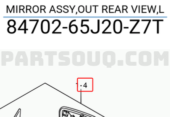 Suzuki 8470265J20Z7T MIRROR ASSY,OUT REAR VIEW,L