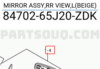 Suzuki 8470265J20ZDK MIRROR ASSY,RR VIEW,L(BEIGE)