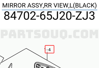 Suzuki 8470265J20ZJ3 MIRROR ASSY,RR VIEW,L(BLACK)