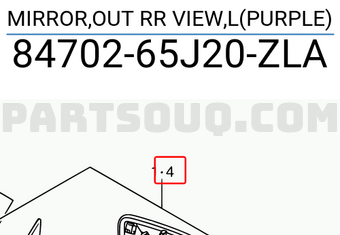 Suzuki 8470265J20ZLA MIRROR,OUT RR VIEW,L(PURPLE)