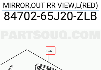 Suzuki 8470265J20ZLB MIRROR,OUT RR VIEW,L(RED)