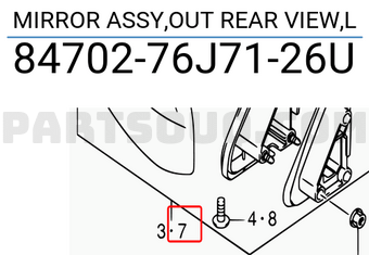 Suzuki 8470276J7126U MIRROR ASSY,OUT REAR VIEW,L