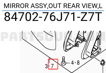 Suzuki 8470276J71Z7T MIRROR ASSY,OUT REAR VIEW,L