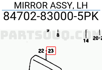 Suzuki 84702830005PK MIRROR ASSY, LH