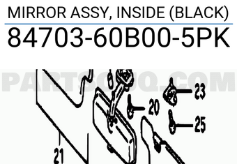 Suzuki 8470360B005PK MIRROR ASSY, INSIDE (BLACK)