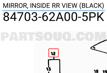 Suzuki 8470362A005PK MIRROR, INSIDE RR VIEW (BLACK)