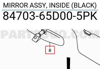 Suzuki 8470365D005PK MIRROR ASSY, INSIDE (BLACK)