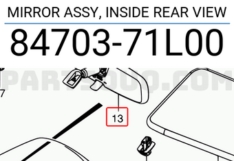Suzuki 8470371L00 MIRROR ASSY, INSIDE REAR VIEW