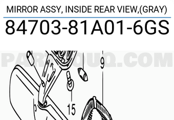 Suzuki 8470381A016GS MIRROR ASSY, INSIDE REAR VIEW,(GRAY)