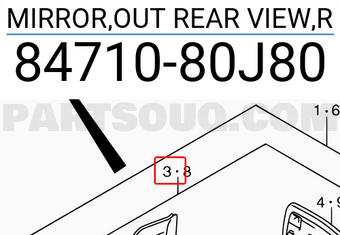 Suzuki 8471080J80 MIRROR,OUT REAR VIEW,R