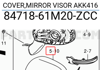 Suzuki 8471861M20ZCC COVER,MIRROR VISOR AKK416