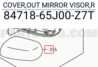 Suzuki 8471865J00Z7T COVER,OUT MIRROR VISOR,R