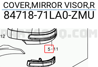 Suzuki 8471871LA0ZMU COVER,MIRROR VISOR,R