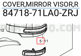 Suzuki 8471871LA0ZRJ COVER,MIRROR VISOR,R