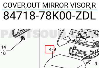 Suzuki 8471878K00ZDL COVER,OUT MIRROR VISOR,R