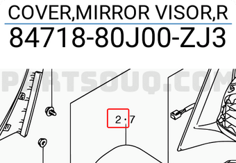 Suzuki 8471880J00ZJ3 COVER,MIRROR VISOR,R