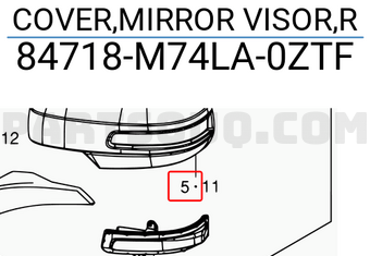 Suzuki 84718M74LA0ZTF COVER,MIRROR VISOR,R