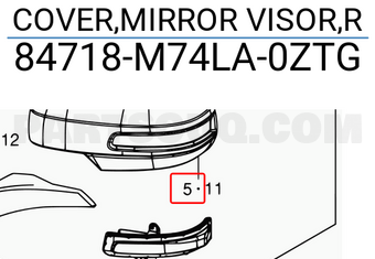 Suzuki 84718M74LA0ZTG COVER,MIRROR VISOR,R