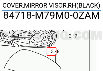 Suzuki 84718M79M00ZAM COVER,MIRROR VISOR,RH(BLACK)