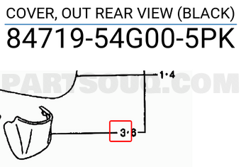 Suzuki 8471954G005PK COVER, OUT REAR VIEW (BLACK)