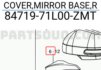 Suzuki 8471971L00ZMT COVER,MIRROR BASE,R