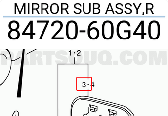 Suzuki 8472060G40 MIRROR SUB ASSY,R