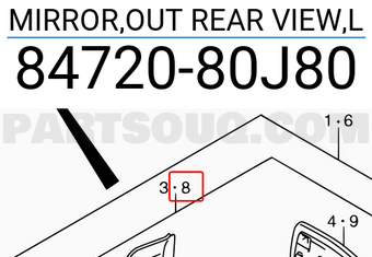 Suzuki 8472080J80 MIRROR,OUT REAR VIEW,L