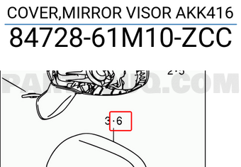 Suzuki 8472861M10ZCC COVER,MIRROR VISOR AKK416