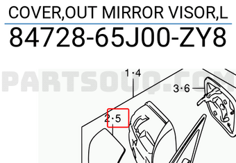 Suzuki 8472865J00ZY8 COVER,OUT MIRROR VISOR,L