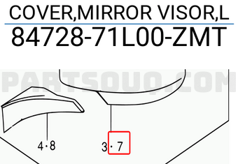 Suzuki 8472871L00ZMT COVER,MIRROR VISOR,L