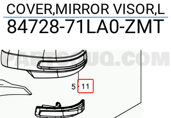 Suzuki 8472871LA0ZMT COVER,MIRROR VISOR,L