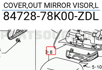 Suzuki 8472878K00ZDL COVER,OUT MIRROR VISOR,L