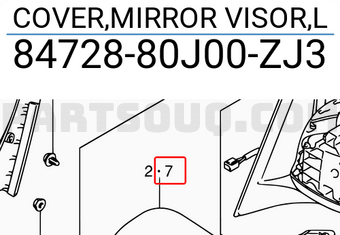 Suzuki 8472880J00ZJ3 COVER,MIRROR VISOR,L