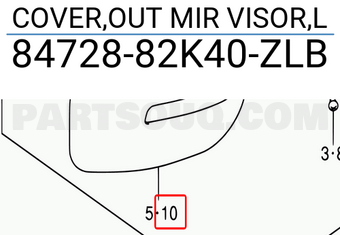 Suzuki 8472882K40ZLB COVER,OUT MIR VISOR,L