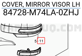 Suzuki 84728M74LA0ZHJ COVER, MIRROR VISOR LH