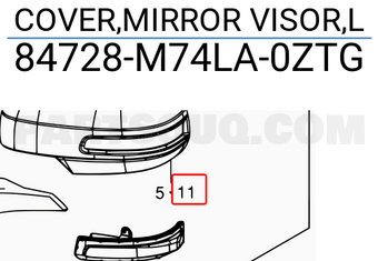 Suzuki 84728M74LA0ZTG COVER,MIRROR VISOR,L
