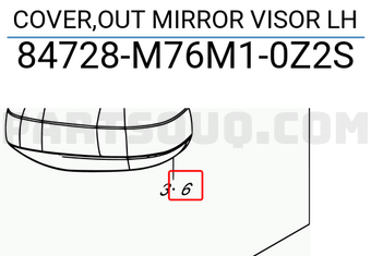 Suzuki 84728M76M10Z2S COVER,OUT MIRROR VISOR LH